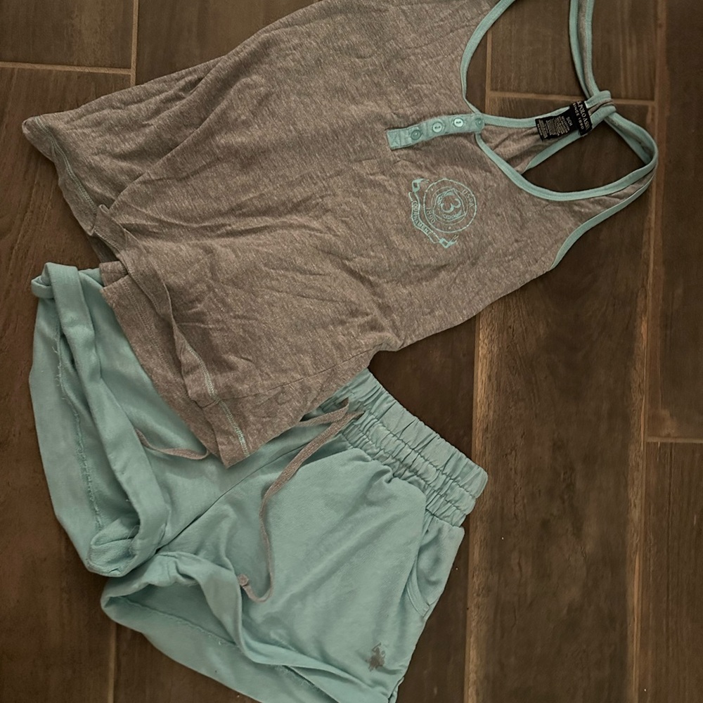 U.S. Polo Assn. Gray and Mint Pajama Set